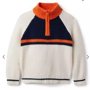 Janie & Jack COLORBLOCKED HALF ZIP TEXTURED SWEATER Size 5